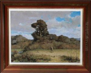 "simple Pleasures - Rough Shooting" - A Sportsman And His Retrieverin A Meadow