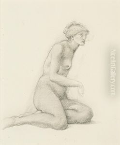 Study Of A Seated Female Figure For 'the Garden Of Pan'