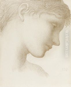 Study Of A Head, Probably For The Angel by Sir Edward Coley Burne-Jones