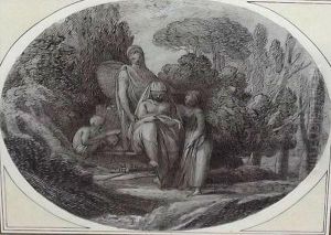 Classical Figures In Landscape By Monument by Sir Edward Coley Burne-Jones