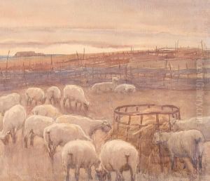 Sheep In A Landscape by Cecil Ross Burnett