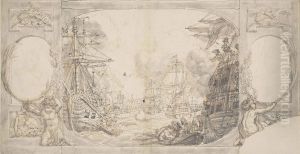 Study For The 'attack On Copenhagen' by Edward Francis Burney