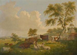 Livestock In A Pasture by Thomas Mickell Burnham