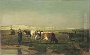 A Landscape With A Cowherdess by Richard Burnier