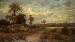Herbstliche Landschaft Mit Bauerin by Karl Peter Burnitz