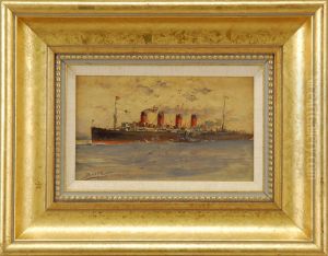 Mauretania - Sister Ship With The Ill-fated Lusitania by Milton J. Burns