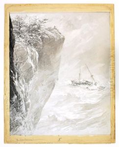 An Ocean Graveyard. Signed On Reverse Milton J. Burns. by Milton J. Burns