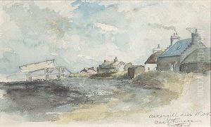 Two Scottish Scenes"ackergill Near Wick Caithness, Scotland" And Coastal Villagescene by Milton J. Burns