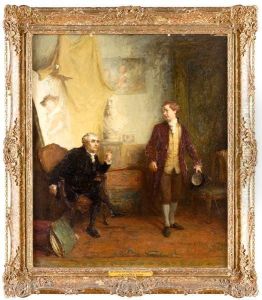 Sir Joshua Reynolds Nel Suo Studio Con Oliver Goldsmith by Alexander Hohenlohe Burr