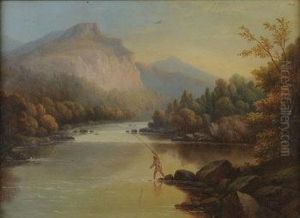 River Landscape With Solitary Fisherman River Landscape With Solitary Fisherman