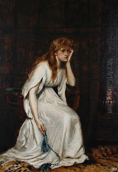 A Woman In Thought, Seated In Aninterior - view 1