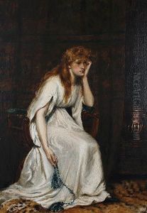 A Woman In Thought, Seated In An Interior by A. Leicester Burroughs