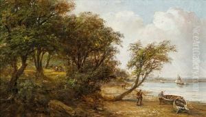 A Scene On The Orwell, Possibly Nacton Foreshore by Robert Burrows