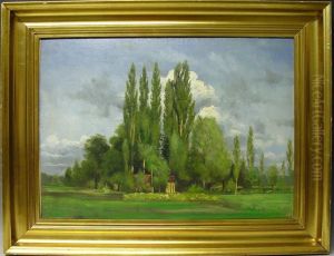 Landschaft Mit Haus Hinter Baumen Versteckt by Charles Thomas Burt