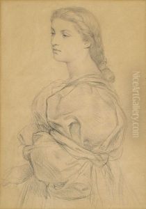 Portrait Study Of A Young Lady, Half-length, Facing To The Left,probably For 'cassandra Fedele' by Frederick William Burton