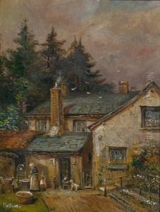 Feeding Time At The Cottage by Frederick William Burton