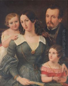 Portrait of Giuseppe Cinatti and his family by Antonio Manuel Da Fonseca
