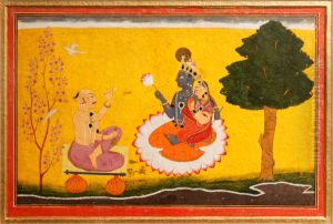 Jayadeva_worshipping_Radha_and_Krishna. by Manaku