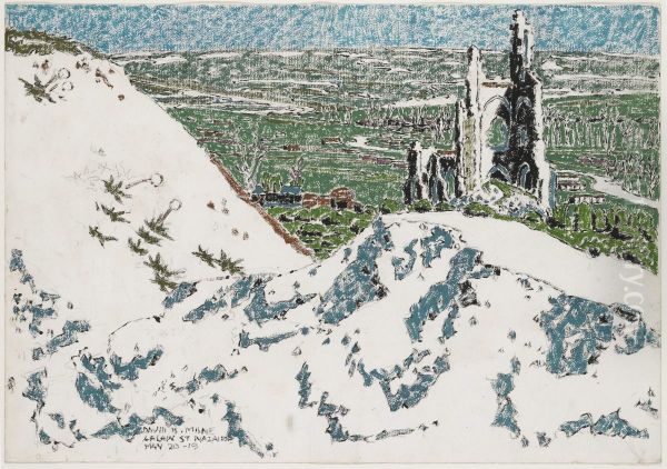Ablain-Saint-Nazaire Church from Lorette Ridge Looking toward Souchez and Vimy - view 1