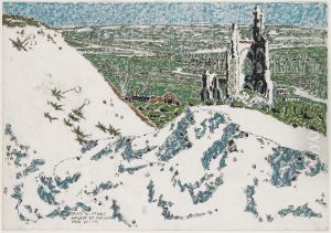 Ablain-Saint-Nazaire Church from Lorette Ridge Looking toward Souchez and Vimy by David Milne