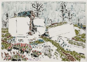 German Machine Gun Post in Thelus Cemetery by David Milne