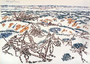 Shell Hole and Wire at the old German Line on Vimy Ridge by David Milne