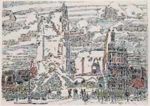 The Belfry, Hotel de Ville, Arras, on a Cloudy Day by David Milne
