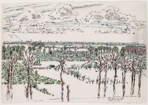 Looking through Ploegstreet Wood to Ploegstreet and Armentieres by David Milne