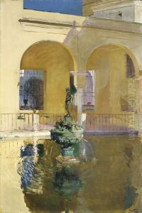 Estanque de Charles V Alcazar Seville by Joaquin Sorolla