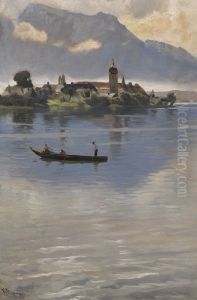 Kahnfahrt auf dem Chiemsee vor der Fraueninsel. by Karl Raupp