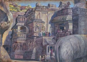In the Kylas, Ellora, India, March 1878 by Marianne North