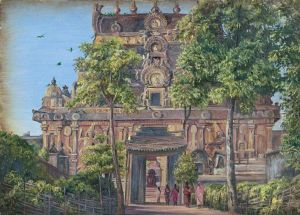 Gate of the Temple of Tanjore (Thanjavur) with the Great Bull Seen through Doorway, Tamil Nadu, India