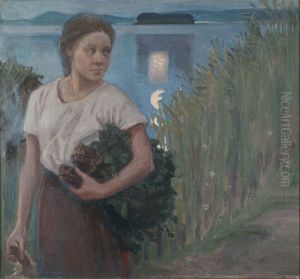 Saunatytto by Akseli Valdemar Gallen-Kallela