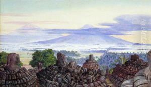 The Volcanoes of Merapi and Merbaboe, Java, from the Top of Boro Bodoer by Marianne North