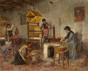 Italian woman with Spinners weasels (clock reels)
