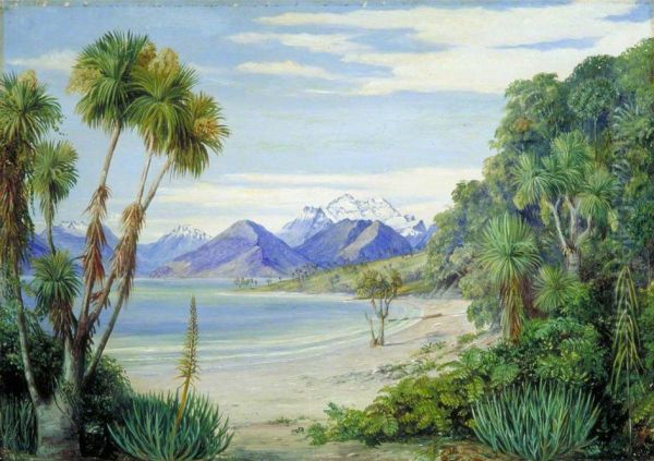 View of Mount Earnshaw from the Island in Lake Wakatipe, New Zealand (Lake Wakatipu) - view 1