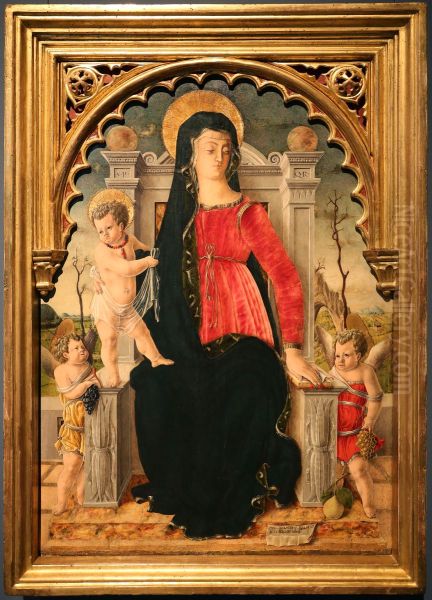 Thronende Maria mit dem Kind und zwei Engeln - view 1
