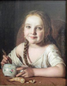 Madchen am Fruhstuckstisch