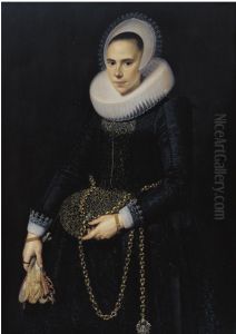 Portrait of een 24-jarige vrouw by Cornelis van der Voort