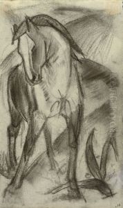 Junges Pferd in Berglandschaft by Franz Marc