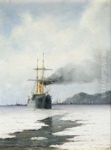 Steamer in the Ice Sea by Heinrich Leitner