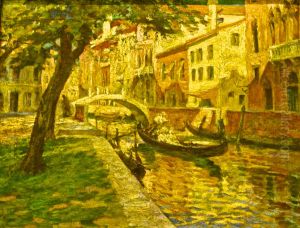 Por do sol sobre o Grande Canal de Veneza (estudo) by Adriano de Sousa Lopes