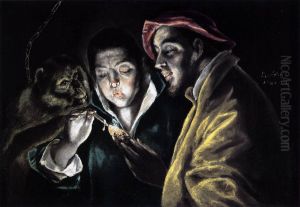 An Allegory with a Boy Lighting a Candle in the Company of an Ape and a Fool (Fabula)