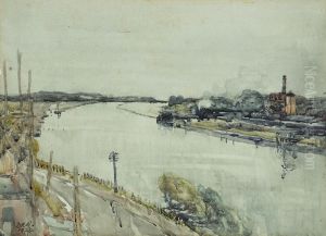 View across the Whanganui River to the Gas Works by Dorothy Kate Richmond