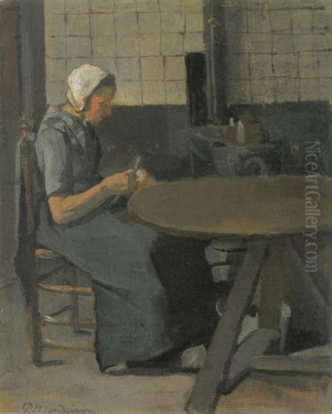 Woman with spindle - view 1