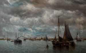 Sailing boats in the estuary of the River Scheldt by Francois Musin