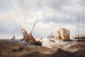 Boats on choppy Water by Francois Musin