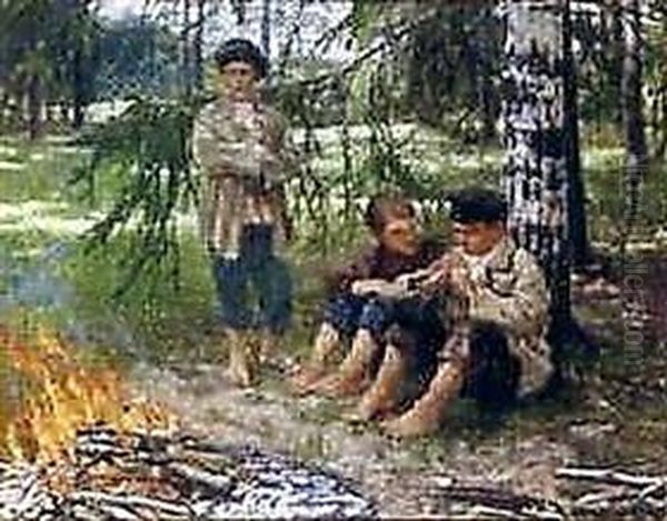 Three Boys in the Woods - view 1