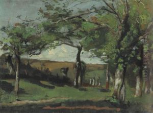 Scattered trees on sloping land