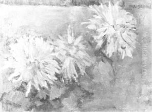Three chrysanthemum blossoms by Piet Mondrian